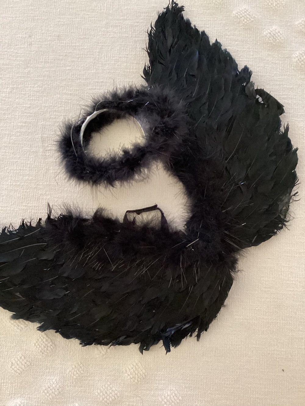 Black angel wings and halo headband O/S